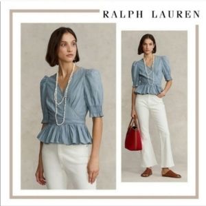 Polo Ralph Lauren Cotton Chambray Wrap Top, Size XL